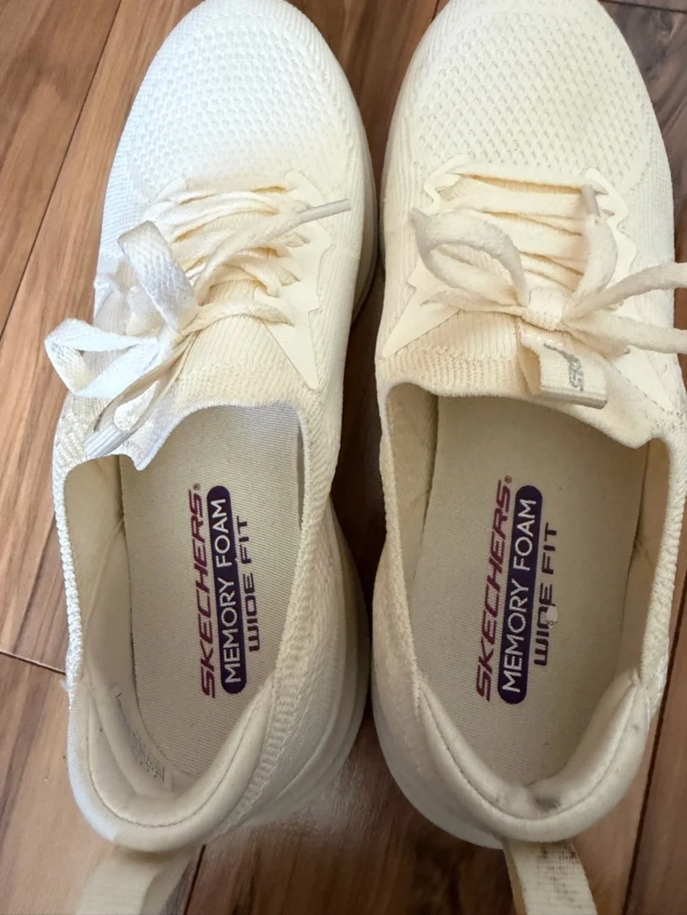 Skechers women’s Cream Knit Memory Foam Sneakers